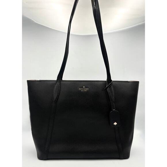 Kate Spade Black Leather Tote | Large Crossgrain Shoulder Bag | Everyday Purse - Picture 1 of 7
